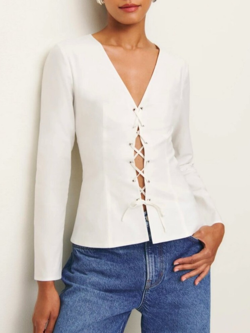 Reformation Caci Lace up Top NWT Women’s size 8